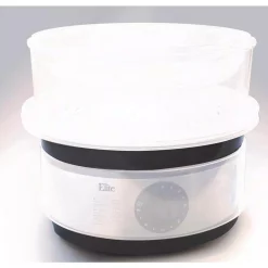 Cookers Elite 8.5 Qt. Stainless Steel Plastic 3-Tier Food Steamer -MegaChef Sales Shop clear stainless finish elite rice cookers est 2301 c3 1000