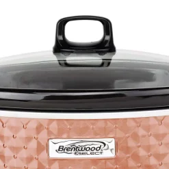 Cookers Brentwood Appliances Diamond 7 Qt. Copper Slow Cooker With Tempered Glass Lid -MegaChef Sales Shop copper brentwood appliances slow cookers sc 157c 1f 1000