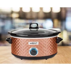 Cookers Brentwood Appliances Diamond 7 Qt. Copper Slow Cooker With Tempered Glass Lid -MegaChef Sales Shop copper brentwood appliances slow cookers sc 157c fa 1000