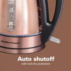 Electric Kettles Hamilton Beach 7-Cup Copper Glass Cordless Electric Kettle -MegaChef Sales Shop copper hamilton beach electric kettles 40876 4f 1000