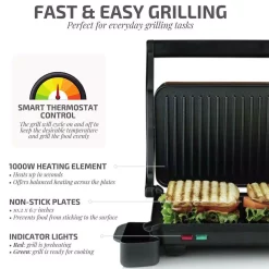 Electric Skillets & Indoor Grills Ovente Copper Electric Panini Press Grill, 2-Slice 1000-Watt Heating Plate, Drip Tray Included -MegaChef Sales Shop copper ovente panini presses gp0620co 4f 1000