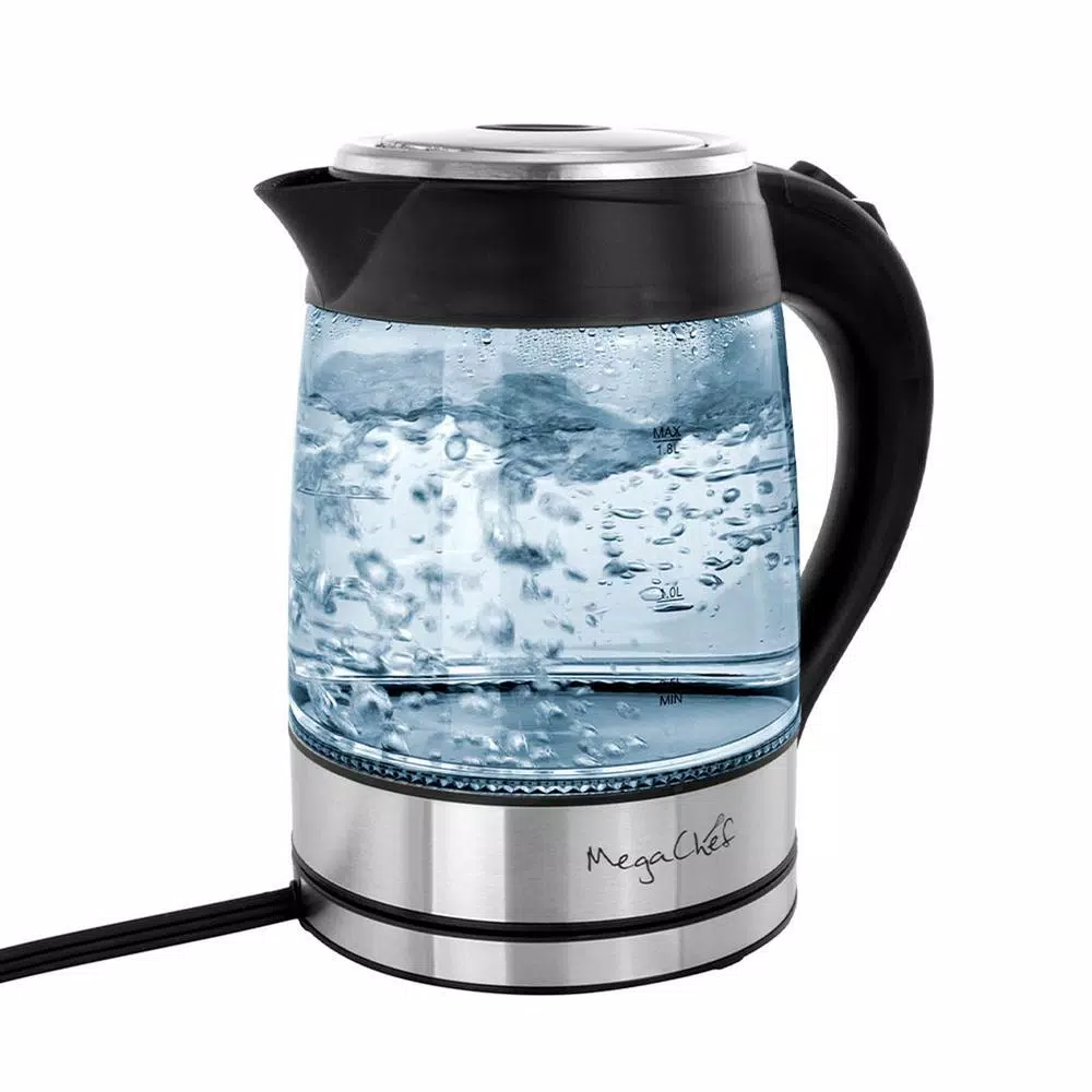 Tailgating Small Appliances MegaChef 1.8 L Glass And Stainless Steel Electric Tea Kettle 1 Tailgating Small Appliances MegaChef 1.8 L Glass And Stainless Steel Electric Tea Kettle