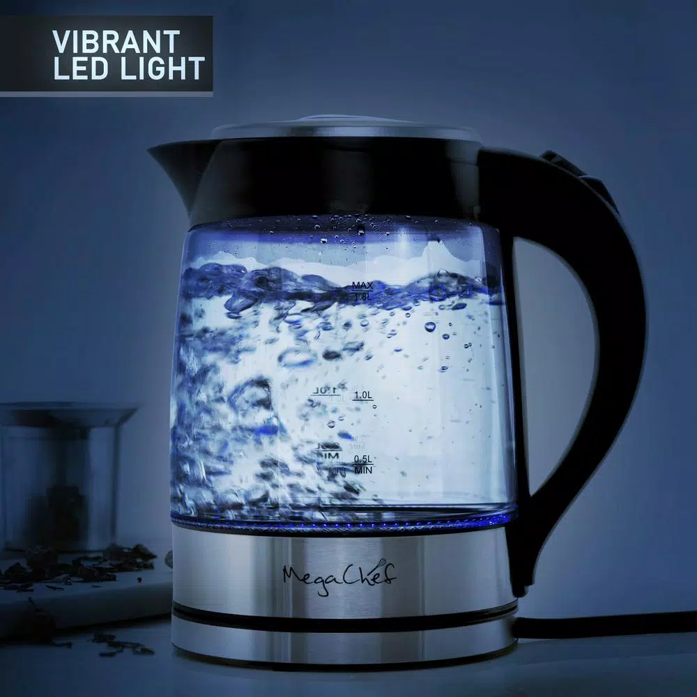 Tailgating Small Appliances MegaChef 1.8 L Glass And Stainless Steel Electric Tea Kettle 2 Tailgating Small Appliances MegaChef 1.8 L Glass And Stainless Steel Electric Tea Kettle - Image 2