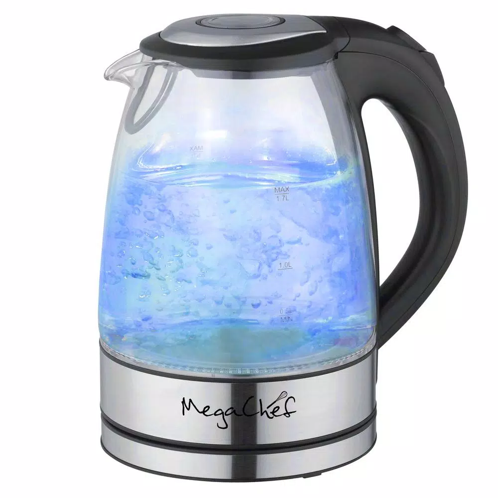 Electric Kettles MegaChef MegaChef 7 Cups 1.7 L Glass And Stainless Steel Electric Tea Kettle 1 Electric Kettles MegaChef MegaChef 7 Cups 1.7 L Glass And Stainless Steel Electric Tea Kettle