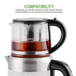 Electric Kettles Ovente 3.4-Cup Black Glass Tea Kettle With Tea Infuser For Loose-Leaf Tea, Compatible With KG612S (FGK27B) -MegaChef Sales Shop glass ovente electric kettles fgk27b 66 1000