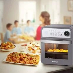 Air Fryers Boyel Living 13 Qt. Gray Stainless Steel Air Fryer Oven With Rotisserie And Dehydrator, 8 Cooking Accessories Kits -MegaChef Sales Shop grey boyel living air fryers gbk gaf12 44 1000