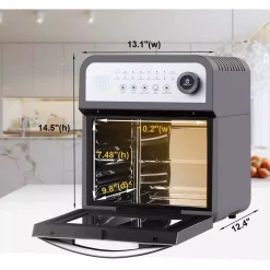 Air Fryers Boyel Living 13 Qt. Gray Stainless Steel Air Fryer Oven With Rotisserie And Dehydrator, 8 Cooking Accessories Kits -MegaChef Sales Shop grey boyel living air fryers gbk gaf12 c3 1000