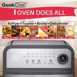 Air Fryers Boyel Living 13 Qt. Gray Stainless Steel Air Fryer Oven With Rotisserie And Dehydrator, 8 Cooking Accessories Kits -MegaChef Sales Shop grey boyel living air fryers gbk gaf12 fa 1000