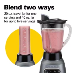Blenders Hamilton Beach Wave Crusher 40 Oz. 6-Speed Gray Blender With 20 Oz. Travel Jar -MegaChef Sales Shop grey hamilton beach countertop blenders 58181 4f 1000