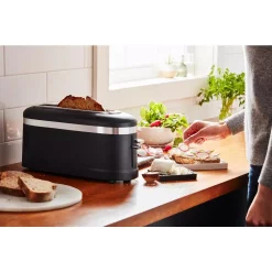 Toasters KitchenAid 2-Slice Matte Black Long Slot Toaster With High-Lift Lever -MegaChef Sales Shop matte black kitchenaid pop up toasters kmt3115bm 4f 1000