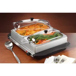 Food Warmers Brentwood 3 Qt. Metallic 2-Pan Buffet Server With Warming Tray 7 Food Warmers Brentwood 3 Qt. Metallic 2-Pan Buffet Server With Warming Tray -MegaChef Sales Shop metallic brentwood buffet servers bf 215 31 1000