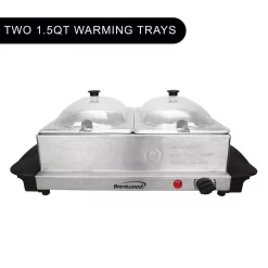 Food Warmers Brentwood 3 Qt. Metallic 2-Pan Buffet Server With Warming Tray 6 Food Warmers Brentwood 3 Qt. Metallic 2-Pan Buffet Server With Warming Tray -MegaChef Sales Shop metallic brentwood buffet servers bf 215 4f 1000