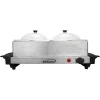 Food Warmers Brentwood 3 Qt. Metallic 2-Pan Buffet Server With Warming Tray