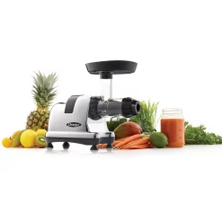 Juicers Omega Horizontal Slow Masticating Nutrition Center Chrome Juicer -MegaChef Sales Shop metallic omega juicers j8008c 44 1000