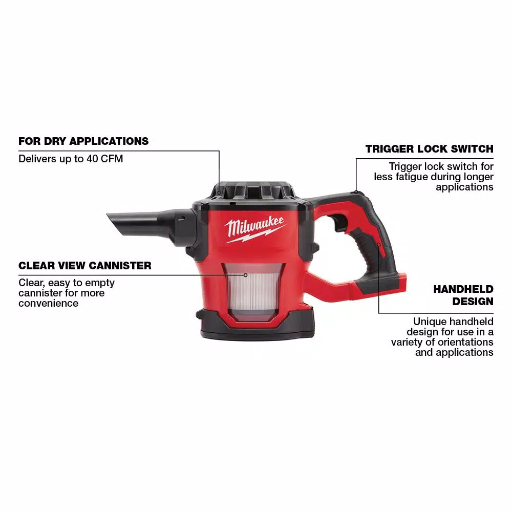 Vacuum Cleaners Milwaukee M18 18-Volt Lithium-Ion Cordless Compact Vacuum (Tool-Only) 3 Vacuum Cleaners Milwaukee M18 18-Volt Lithium-Ion Cordless Compact Vacuum (Tool-Only) - Image 3