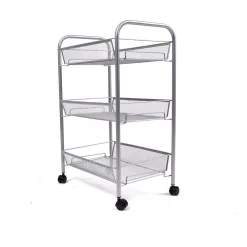 Coffee Makers Mind Reader Roll 3-Shelf Rolling Silver Metal Mesh Coffee Cart