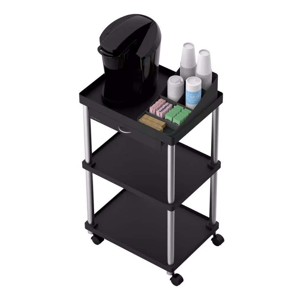 Coffee Makers Mind Reader 3-Tier 7-Compartment Rolling Black Coffee Cart 5 Coffee Makers Mind Reader 3-Tier 7-Compartment Rolling Black Coffee Cart - Image 5