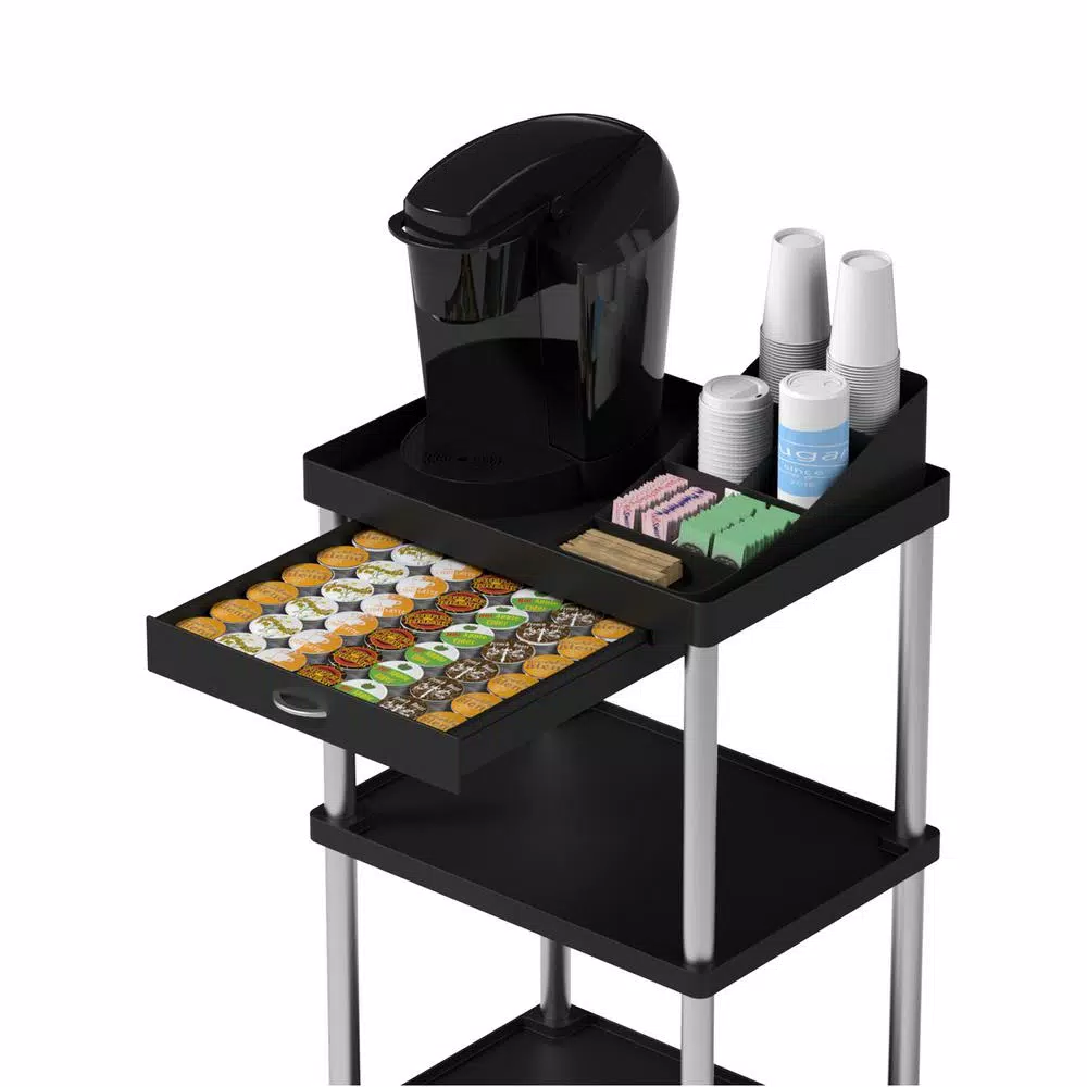 Coffee Makers Mind Reader 3-Tier 7-Compartment Rolling Black Coffee Cart 7 Coffee Makers Mind Reader 3-Tier 7-Compartment Rolling Black Coffee Cart - Image 7