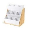Coffee Makers Mind Reader 9-Compartment White Condiment Organizer With Wood Base