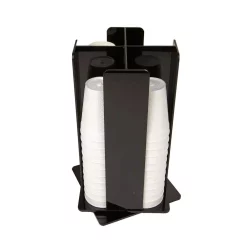 Coffee Makers Mind Reader 4-Compartment Black Acrylic Rotating Cup Dispenser And Lid Dispenser -MegaChef Sales Shop mind reader coffee accessories cupdispacr blk c3 1000