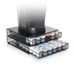 Coffee Makers Mind Reader Mind Reader ‘ Jumbo ‘ 72 Capacity Metal Mesh Stacked Double Coffee Pod Drawer, Black -MegaChef Sales Shop mind reader coffee accessories dbtrymesh blk 4f 1000
