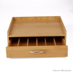 Coffee Makers Mind Reader 32-Capacity Bamboo Brown K-Cup Storage Drawer With Lip Panel -MegaChef Sales Shop mind reader coffee accessories kpanelbm brn fa 1000