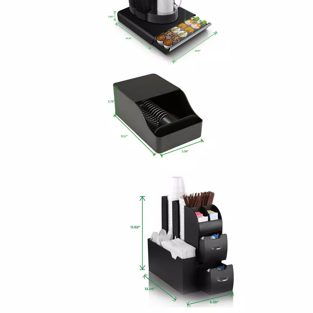 Coffee Makers Mind Reader Coffee/Condiment Organizer With Drawer For 36 K-Cups & Sleeve Dispenser, Black 7 Coffee Makers Mind Reader Coffee/Condiment Organizer With Drawer For 36 K-Cups & Sleeve Dispenser, Black - Image 7