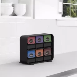 Coffee Makers Mind Reader Clutch 6-Drawer 90-Bag Black Tea Bag Holder -MegaChef Sales Shop mind reader coffee accessories stborg blk 4f 1000