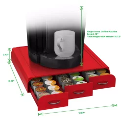 Coffee Makers Mind Reader Anchor 36-Capacity Red K-Cup Storage Drawer -MegaChef Sales Shop mind reader coffee accessories tray6 red 44 1000