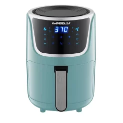 Air Fryers GoWISE USA 1. 7- Qt. , 2.0 Qt. Max Mint/Silver Electric Mini Air Fryer With Digital Touchscreen + Recipe Book -MegaChef Sales Shop mint silver gowise usa air fryers gw22974 fa 1000