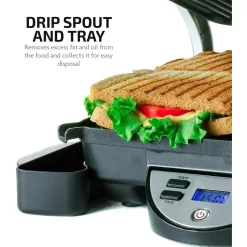 Electric Skillets & Indoor Grills Ovente GP1000BR 1500 W Brushed Nickel Non-Stick Panini Press -MegaChef Sales Shop nickel brushed ovente panini presses gp1000br 4f 1000