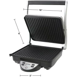 Electric Skillets & Indoor Grills Ovente GP1000BR 1500 W Brushed Nickel Non-Stick Panini Press -MegaChef Sales Shop nickel brushed ovente panini presses gp1000br fa 1000