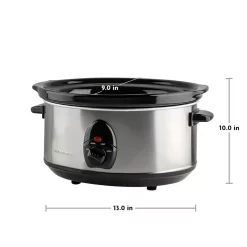 Cookers Ovente 3.7 Qt. Stainless Steel Electric Slow Cooker With Heat-Tempered Glass Lid, Adjustable Temperature Control, (SLO35ABR) -MegaChef Sales Shop nickel brushed ovente slow cookers slo35abr fa 1000