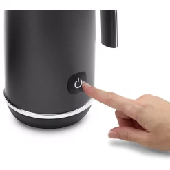 Coffee Makers DeLonghi 8.8 Oz. Matte Black Metal Electric Milk Frother With Non-Stick Interior -MegaChef Sales Shop painted black metal body delonghi milk frothers emf1bk 4f 1000