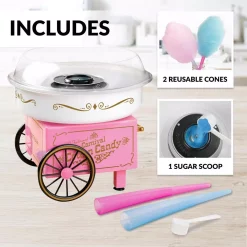 Dessert Makers Nostalgia 450 W Pink Cotton Candy Maker -MegaChef Sales Shop pink nostalgia cotton candy machines pcm306pk 4f 1000