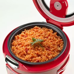 Cookers AROMA 20-Cup Red Rice Cooker With Glass Lid -MegaChef Sales Shop red aroma rice cookers arc 1230r 31 1000