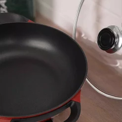 Electric Skillets & Indoor Grills Boyel Living 6.3 In. X 16.9 In. X 13 In. Red 1400-Watt Professional Non-Stick Copper Electric Skillet Jumbo -MegaChef Sales Shop red boyel living electric skillets el43808 31 1000