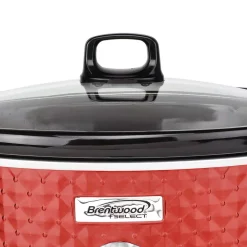 Cookers Brentwood Appliances Diamond 7 Qt. Red Slow Cooker With Tempered Glass Lid -MegaChef Sales Shop red brentwood appliances slow cookers sc 157r 1f 1000