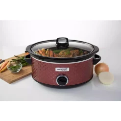 Cookers Brentwood Appliances Diamond 7 Qt. Red Slow Cooker With Tempered Glass Lid -MegaChef Sales Shop red brentwood appliances slow cookers sc 157r 31 1000