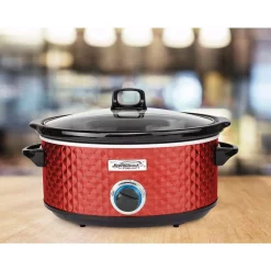 Cookers Brentwood Appliances Diamond 7 Qt. Red Slow Cooker With Tempered Glass Lid -MegaChef Sales Shop red brentwood appliances slow cookers sc 157r fa 1000