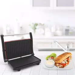 Electric Skillets & Indoor Grills Chef Buddy 760 W Red Non-Stick Panini Press -MegaChef Sales Shop red chef buddy panini presses hw031023 1f 1000