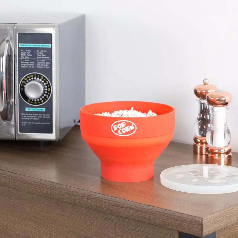 Popcorn Machines Chef Buddy 80 Oz. Red Silicone Microwave Popcorn Popper Bowl 7 Popcorn Machines Chef Buddy 80 Oz. Red Silicone Microwave Popcorn Popper Bowl - Image 7