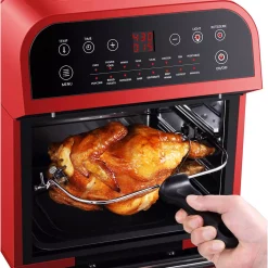 Toasters GoWISE USA 1600 W Red Rotisserie Oven And 12.7 Qt. Electric Air Fryer -MegaChef Sales Shop red gowise usa toaster ovens gw44801 4f 1000