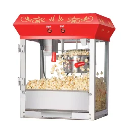 Popcorn Machines Great Northern 4 Oz. Red Stainless Steel Foundation Popcorn Machine Top