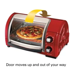Toasters Hamilton Beach Easy Reach 1200 W 4-Slice Red Toaster Oven With Roll-Top Door -MegaChef Sales Shop red hamilton beach toaster ovens 31337d 4f 1000