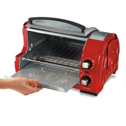 Toasters Hamilton Beach Easy Reach 1200 W 4-Slice Red Toaster Oven With Roll-Top Door -MegaChef Sales Shop red hamilton beach toaster ovens 31337d c3 1000