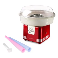 Dessert Makers Nostalgia Retro Red Hard And Sugar Free Cotton Candy Maker With Cotton Candy Cones -MegaChef Sales Shop red nostalgia cotton candy machines pcm405retrored 40 1000