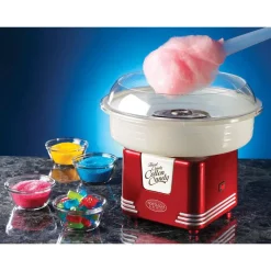 Dessert Makers Nostalgia Retro Red Hard And Sugar Free Cotton Candy Maker With Cotton Candy Cones -MegaChef Sales Shop red nostalgia cotton candy machines pcm405retrored 4f 1000