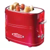 Toasters Nostalgia Retro Series 2-Slice Red Long Slot Hot Dog And Bun Toaster With Crumb Tray And Mini Tongs