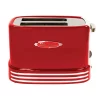 Toasters Nostalgia Retro Series 2-Slice Red Wide Slot Bagel Toaster With Crumb Tray And Shade Settings